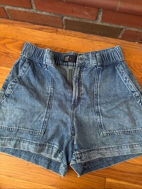 GAP Medium Blue Elastic Waist Denim Shorts